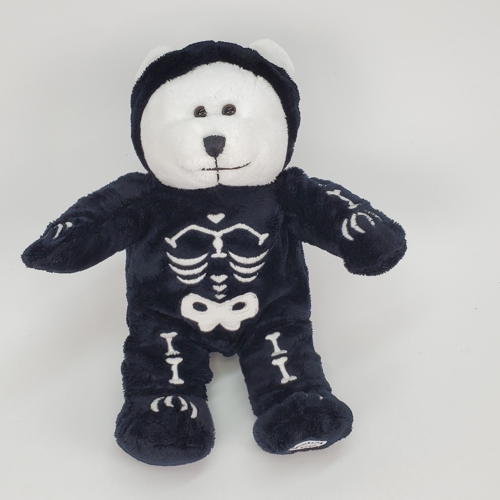 Starbucks Bearista Bear 2004 35th Edition Skeleton‎ Halloween Plush Black White